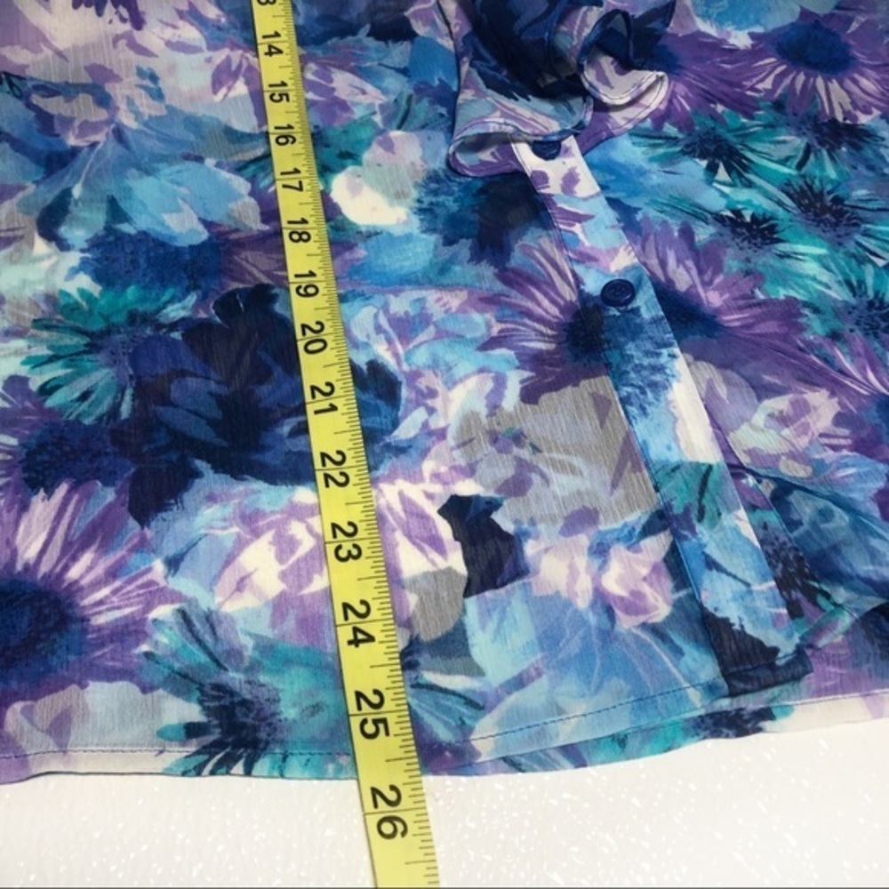 eric Signature women’s floral Sleeveless and flared neck sheer Sz S - Picture 7 of 8